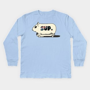 Sup gerbil on a skateboard text Kids Long Sleeve T-Shirt